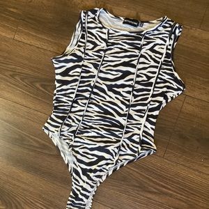 PrettyLittleThing Zebra Bodysuit